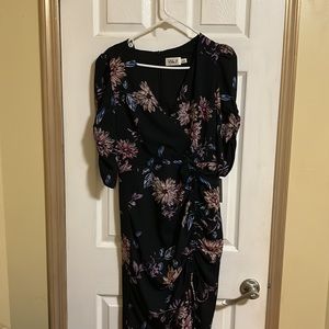 ELIZA J Floral Ruched Crepe Dress